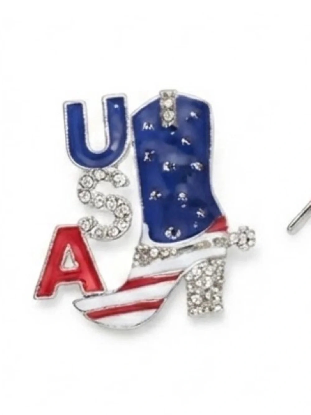 Red, White & Blue USA Charm Bracelet & USA American Flag Boot Brooch